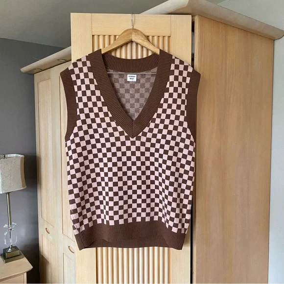 Aritzia sunday best winston sweater vest checker - Picture 1 of 5